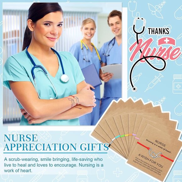 30 Pcs Nurse Appreciation Bracelets Gift Set - Heart, Stethoscope, ECG Design in - Picture 3 of 7